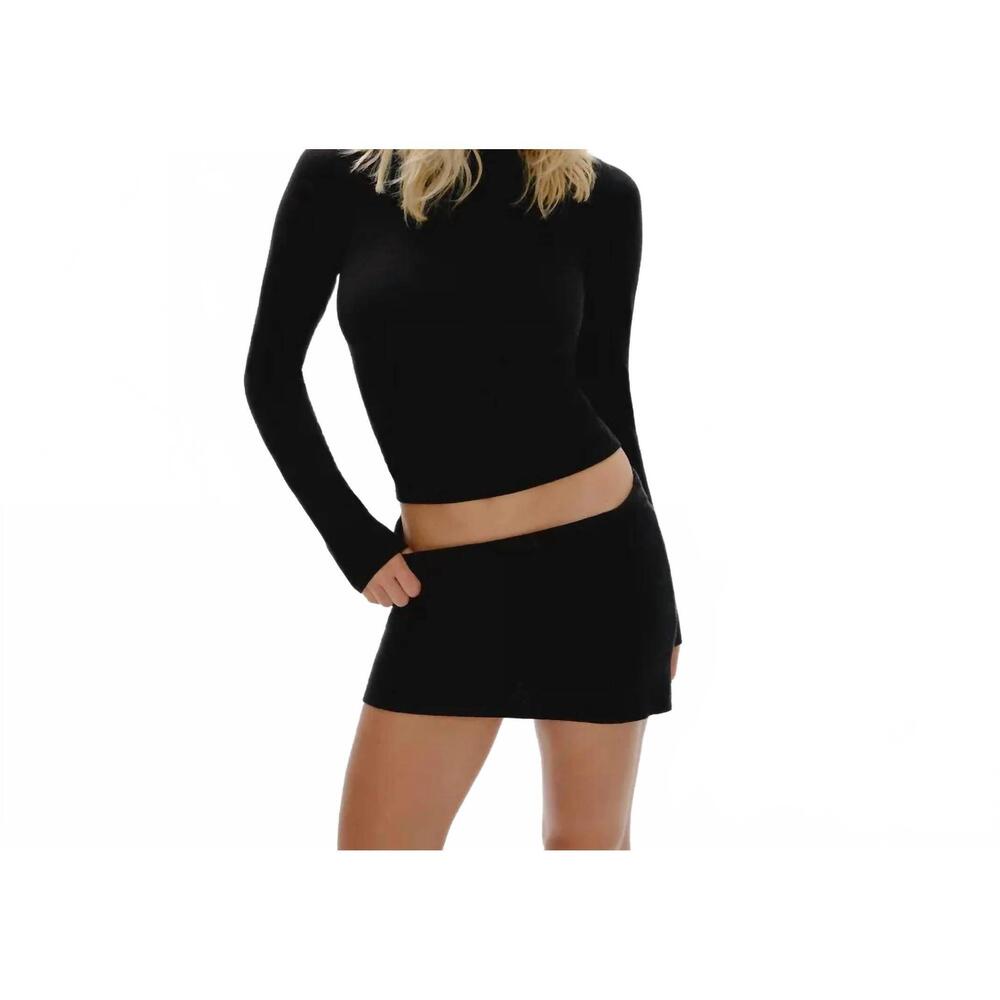 NEW FRANKIES BIKINIS milo knit turtleneck sweater in black